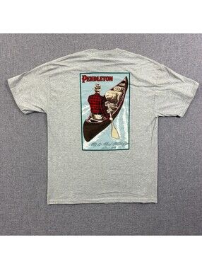 Pendleton Woolen Mills Gray Graphic Canoeing T-Shirt Size Large NWT 100% Cotton